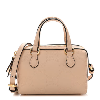 Gucci Gilbert Calfskin Jumbo GG Embossed Super Mini Top Handle Bowler Bag Beige 1 of 10