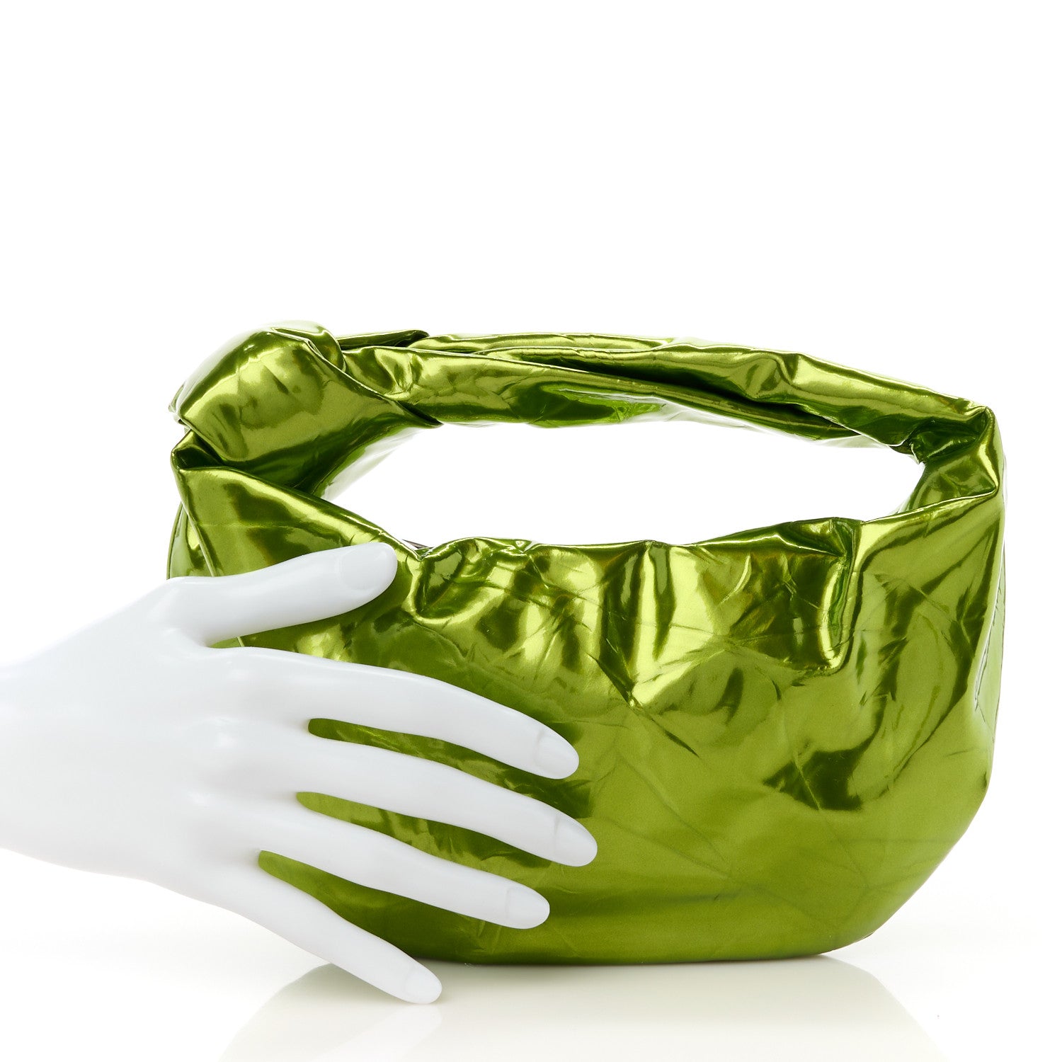 Bottega Veneta Metallic Crushed Calfskin Mini Jodie Chlorophyll 2 of 11