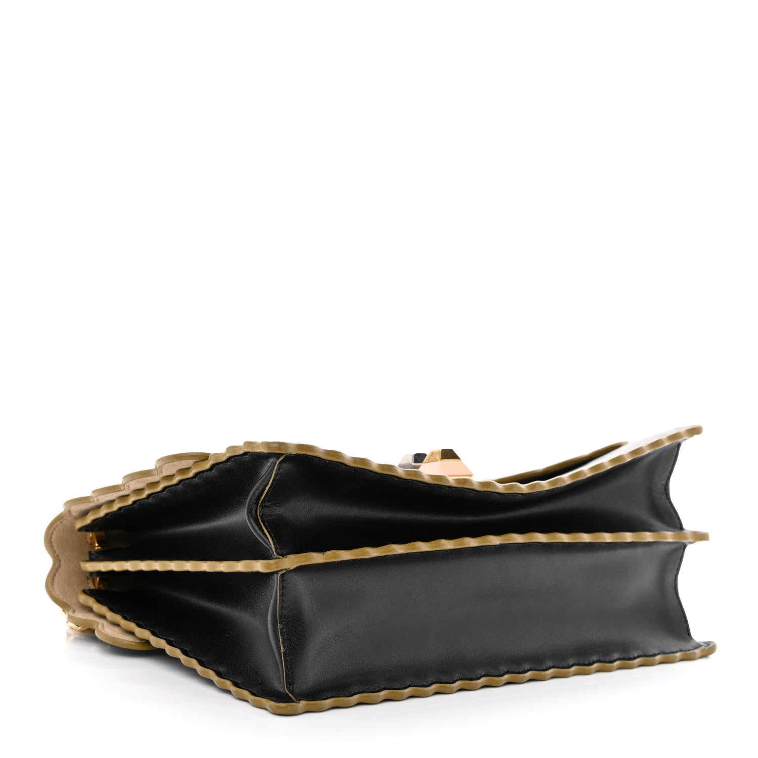 Fendi Vitello Liberty Scalloped Studded Kan I Shoulder Bag Black 4 of 10