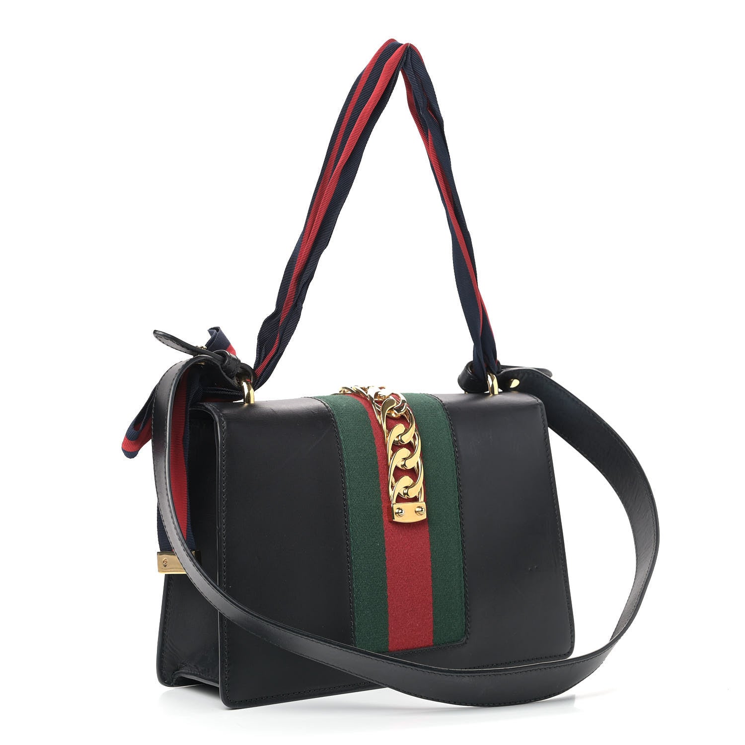 Gucci Calfskin Small Sylvie Shoulder Bag Black 2 of 10