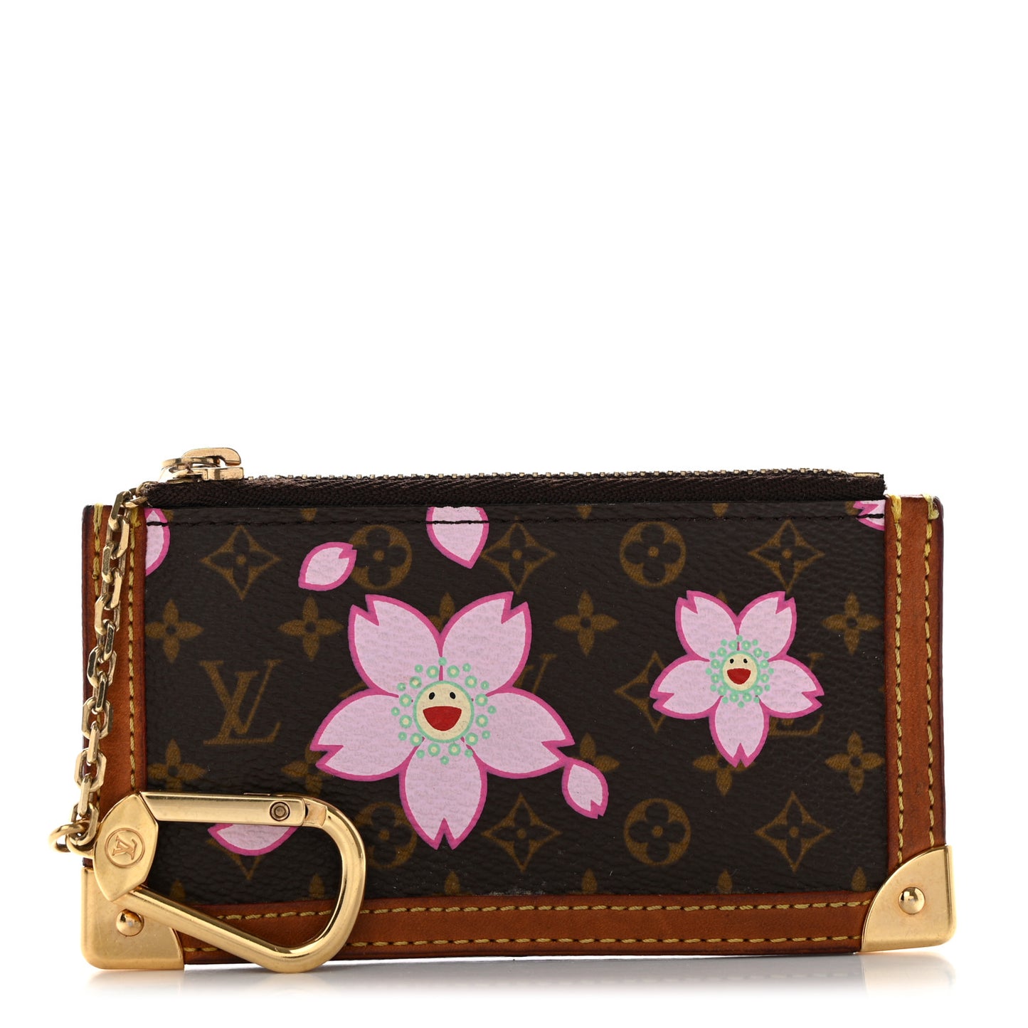 Monogram Cherry Blossom Key Pouch Brown