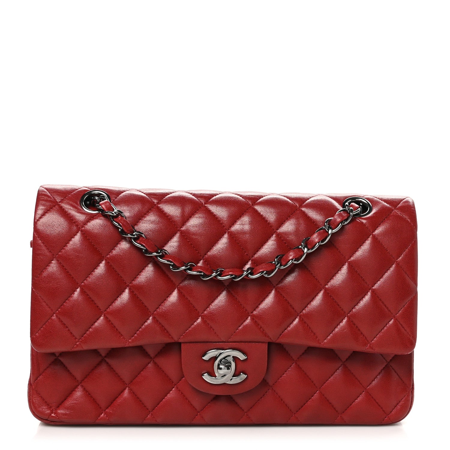 Chanel Lambskin Quilted Medium Double Flap Dark Red 1 of 11