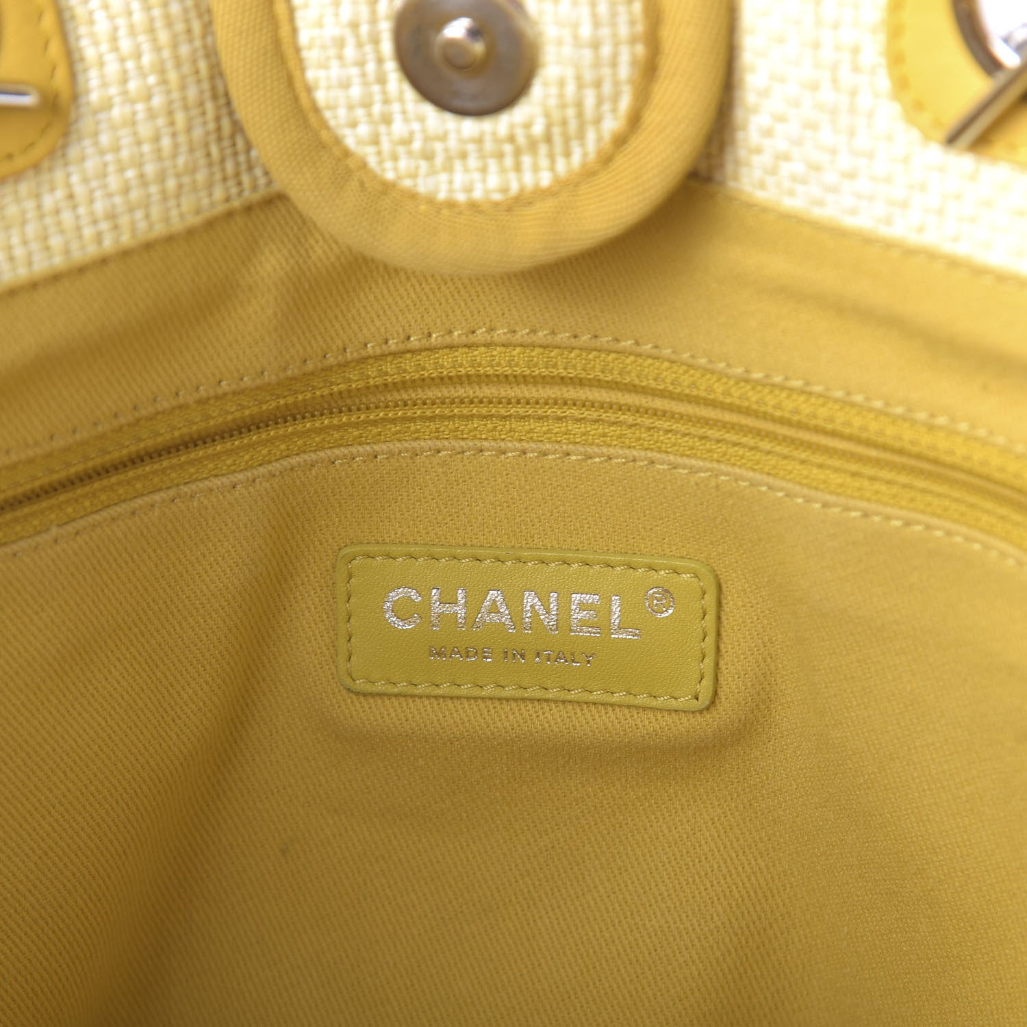 Chanel Woven Straw Raffia Small Deauville Tote Yellow 8 of 10