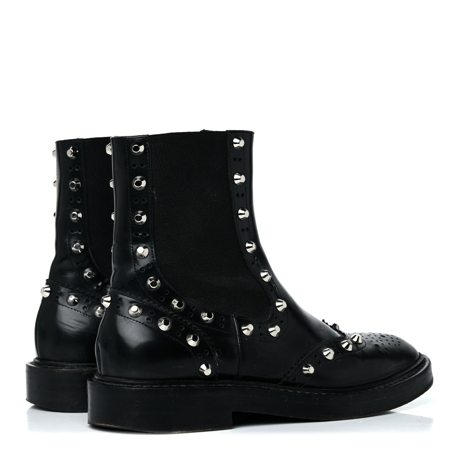 Balenciaga Calfskin Womens Studded Chelsea Boots 37 Black 4 of 30