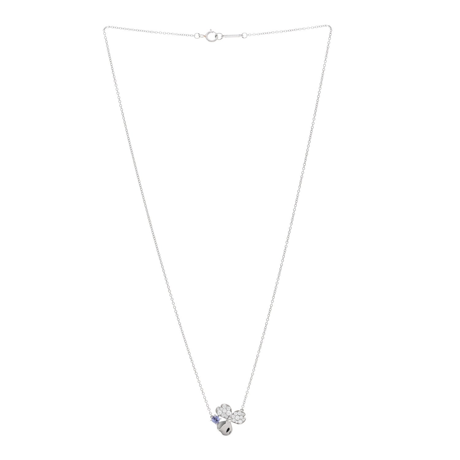 Tiffany Platinum Diamond Tanzanite Paper Flowers Pendant Necklace 3 of 4
