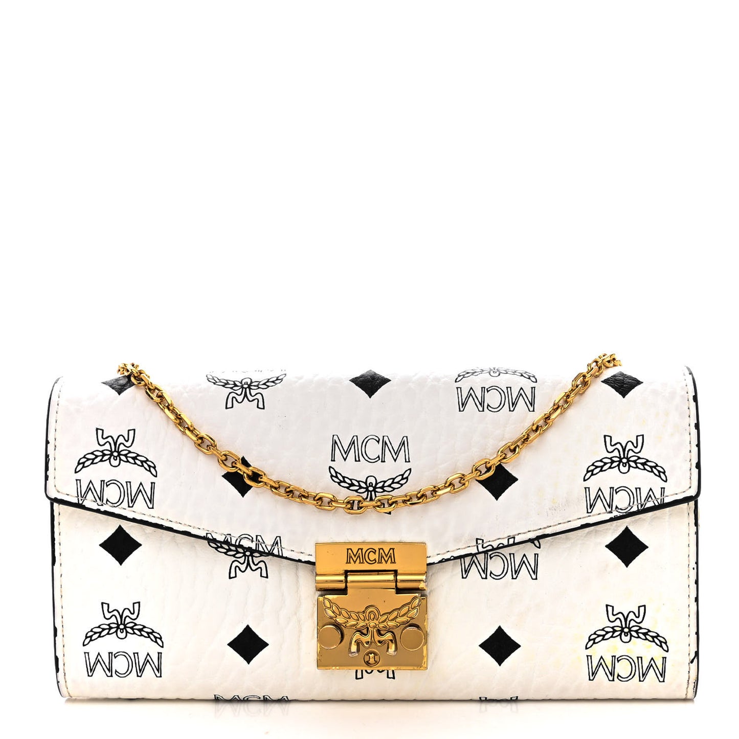Visetos Large Patricia Wallet On Chain White