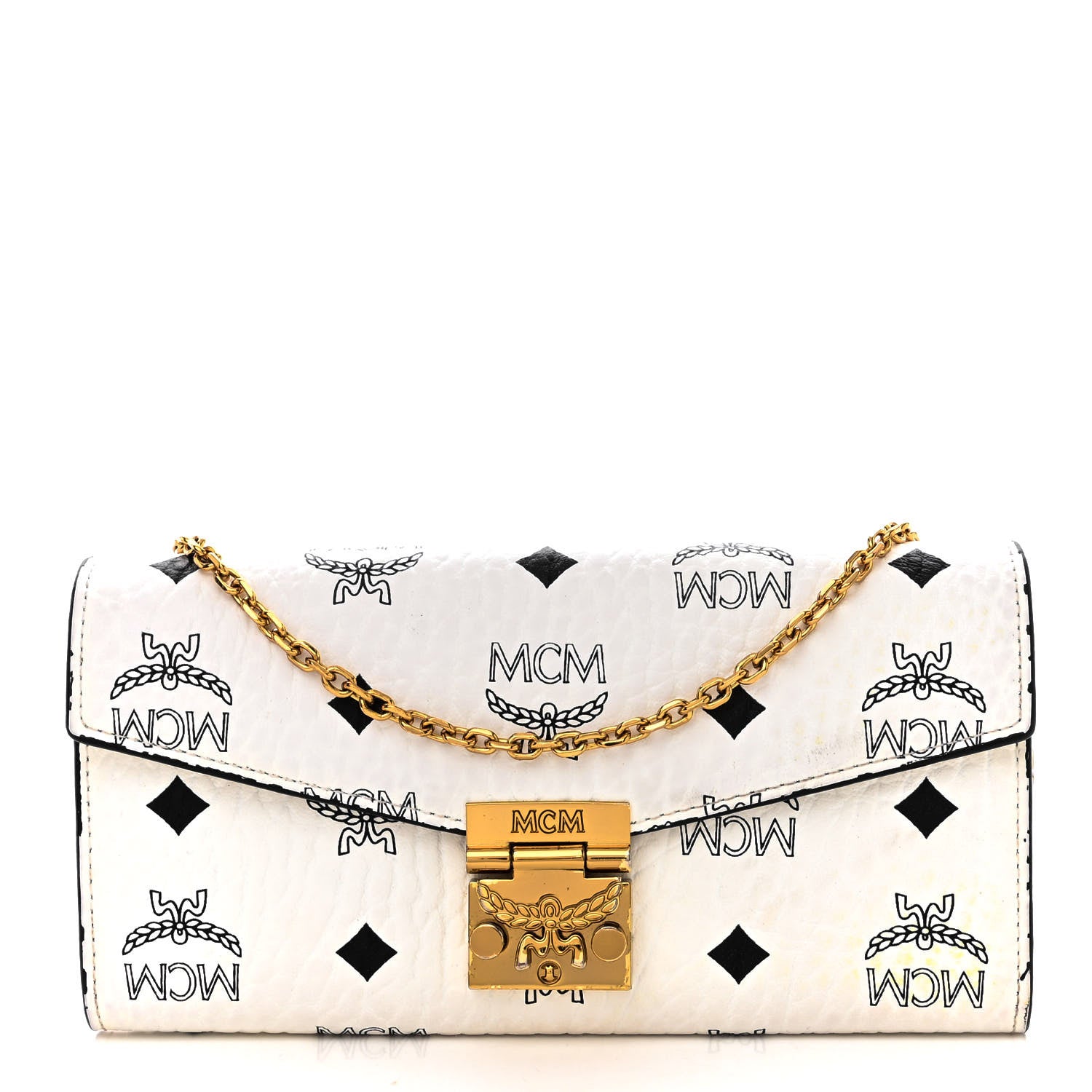 MCM Visetos Large Patricia Wallet On Chain White 1 of 10