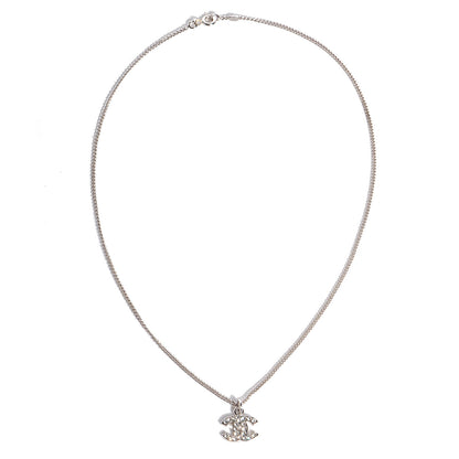 Chanel Crystal CC Timeless Necklace Silver 4 of 10