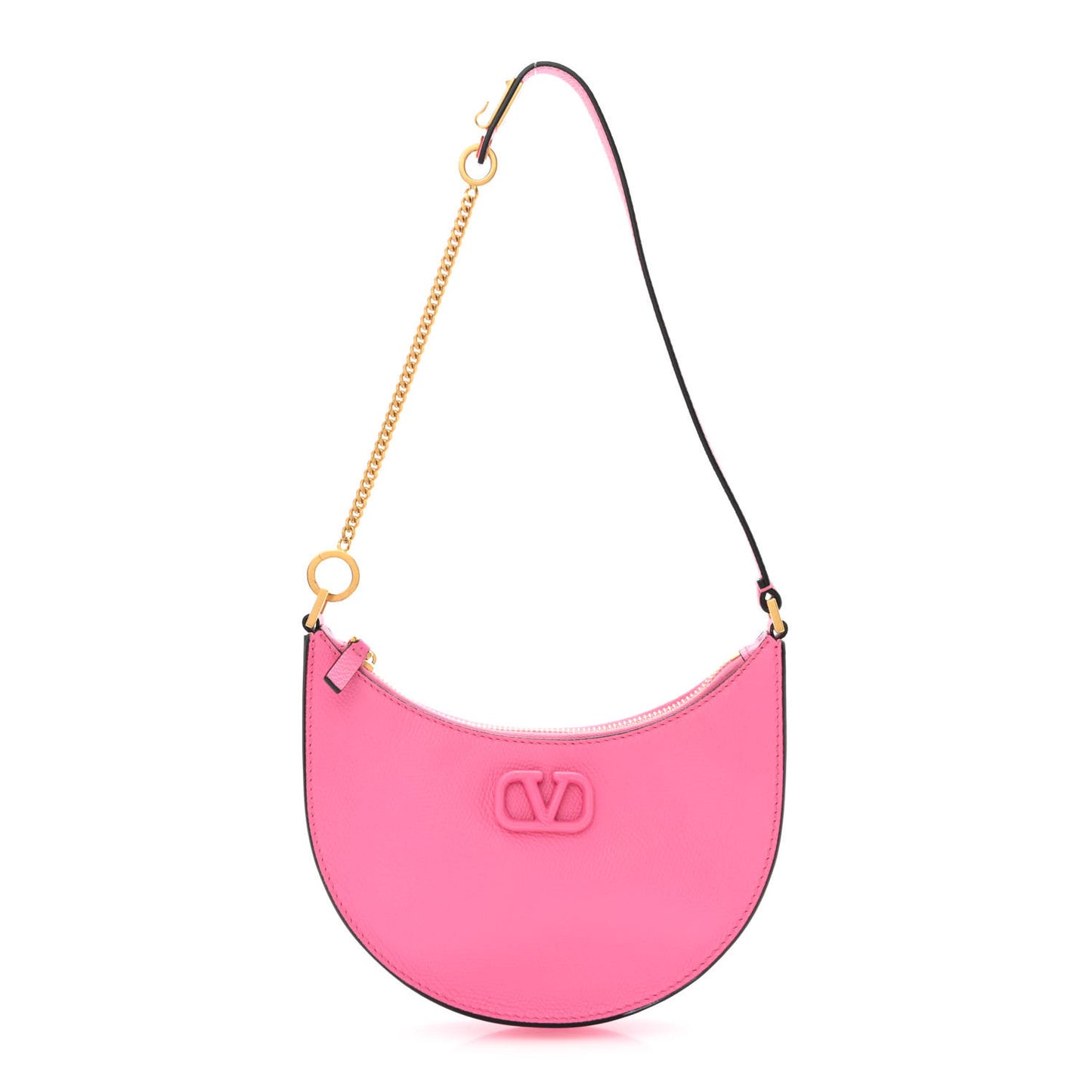 Grainy Calfskin Mini Vlogo Hobo Bag Feminine Pink