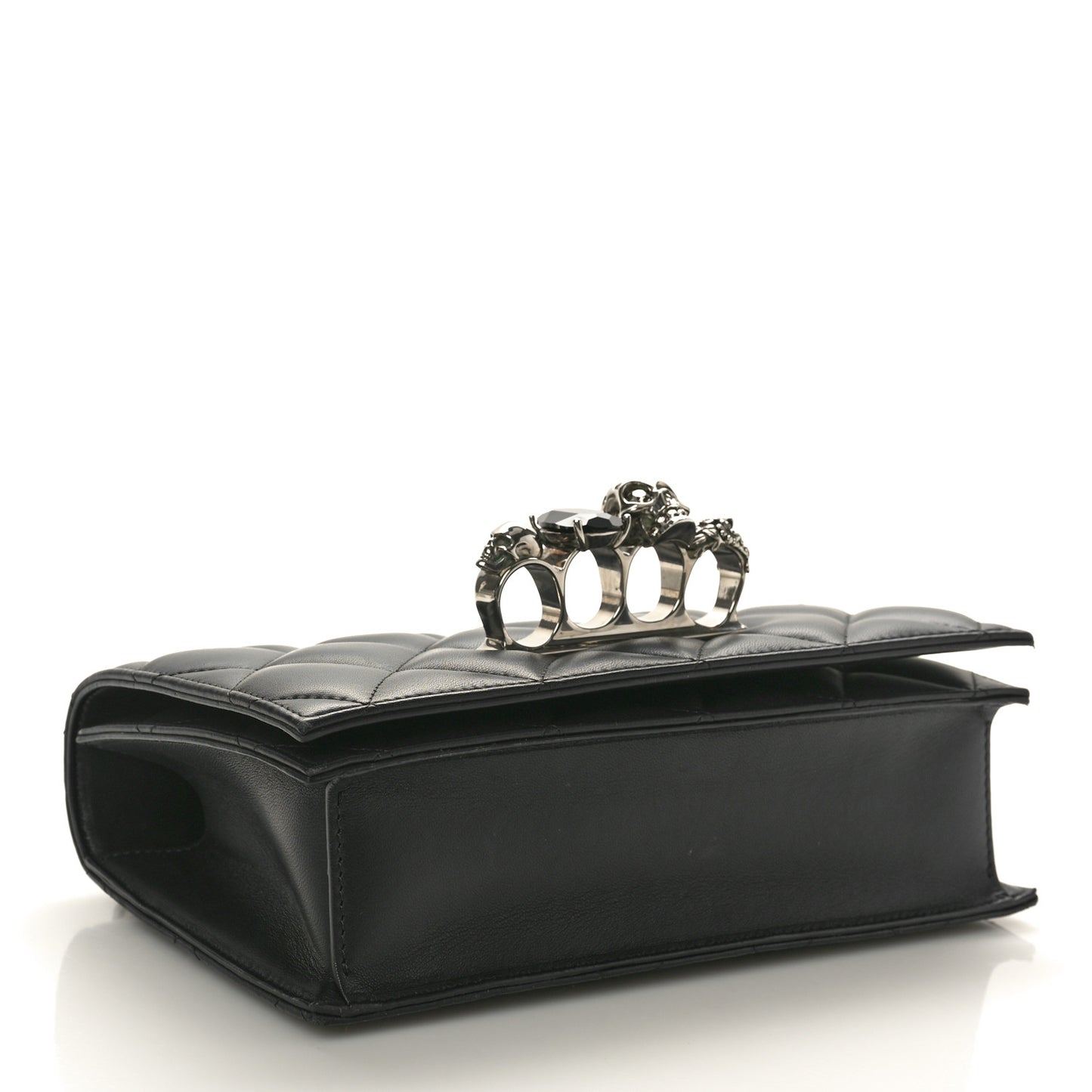 Lambskin Quilted Knuckle Shoulder Bag Black