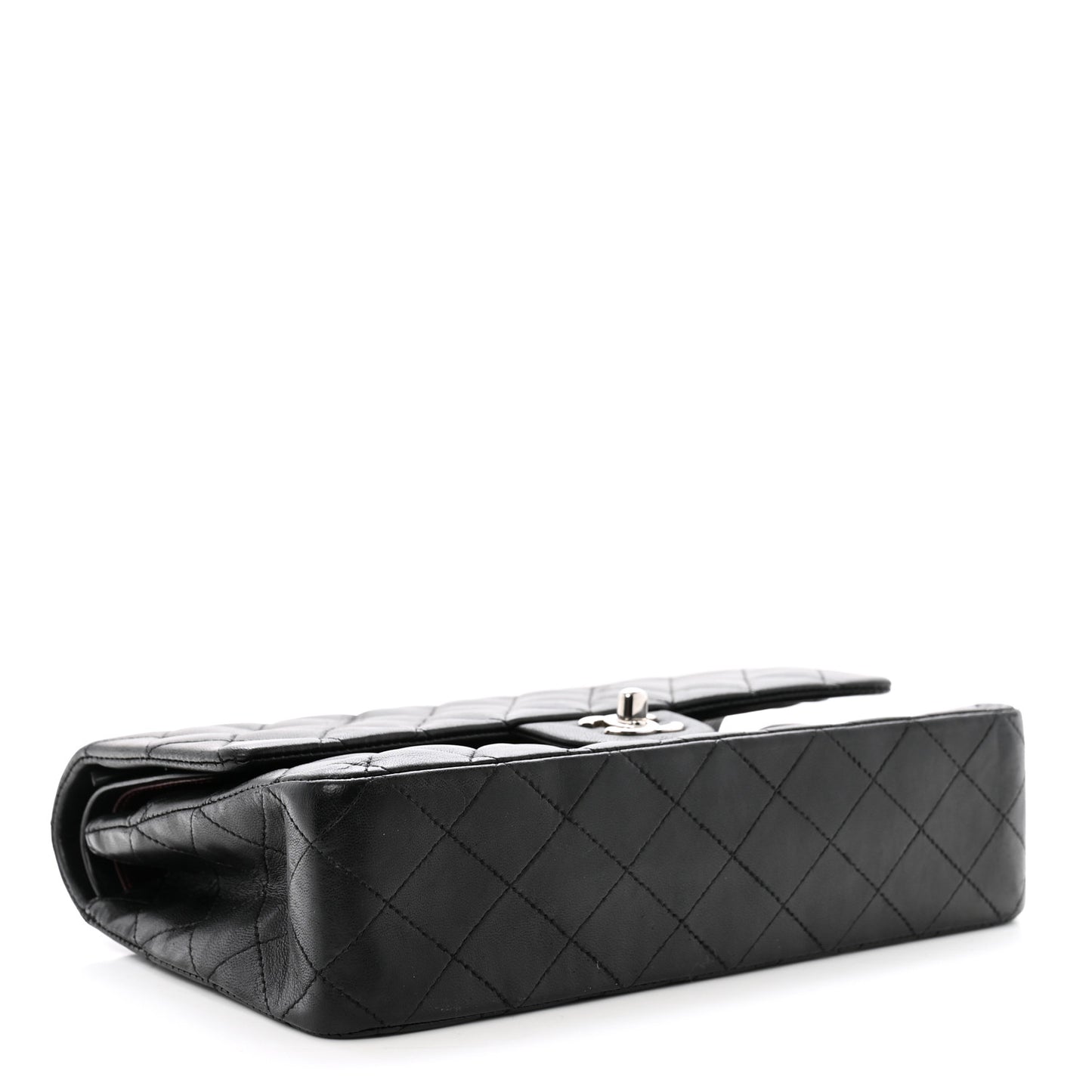 Lambskin Quilted Medium Double Flap Black