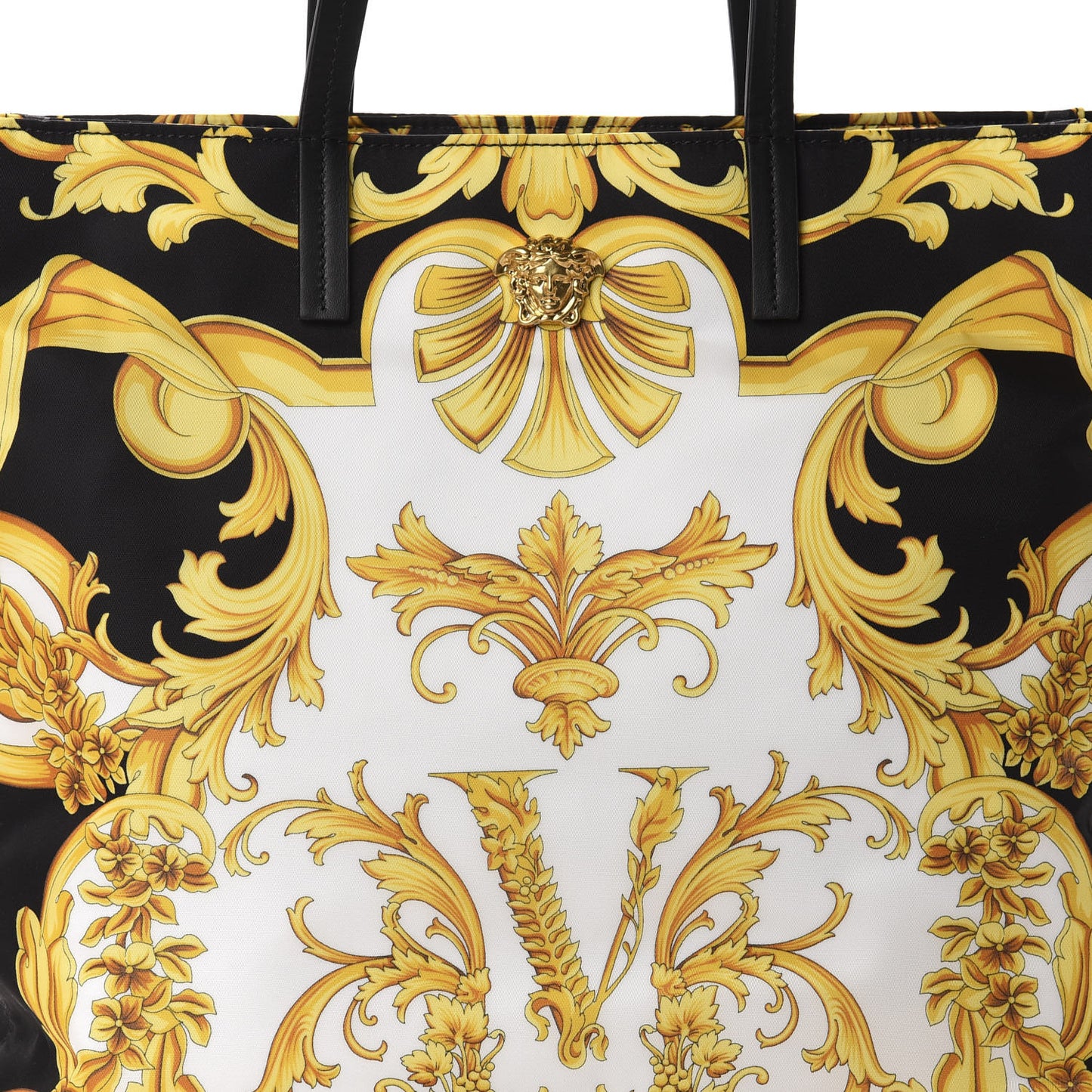 Nylon Baroque Print Tote Black