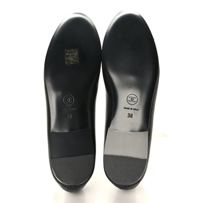 Chanel Lambskin Patent Cap Toe CC Ballerina Flats 38 Black 5 of 9