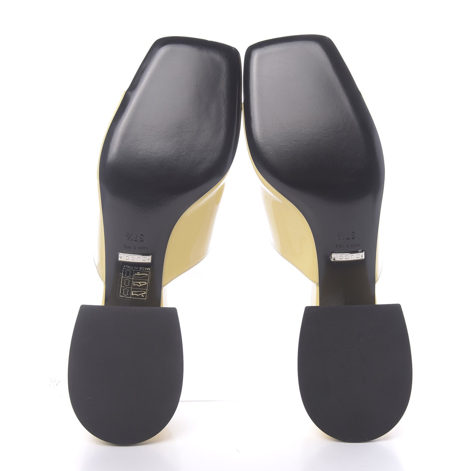 Gucci Patent Lexi Horsebit Mid-Heel Slide Sandals 37.5 Burro 5 of 9