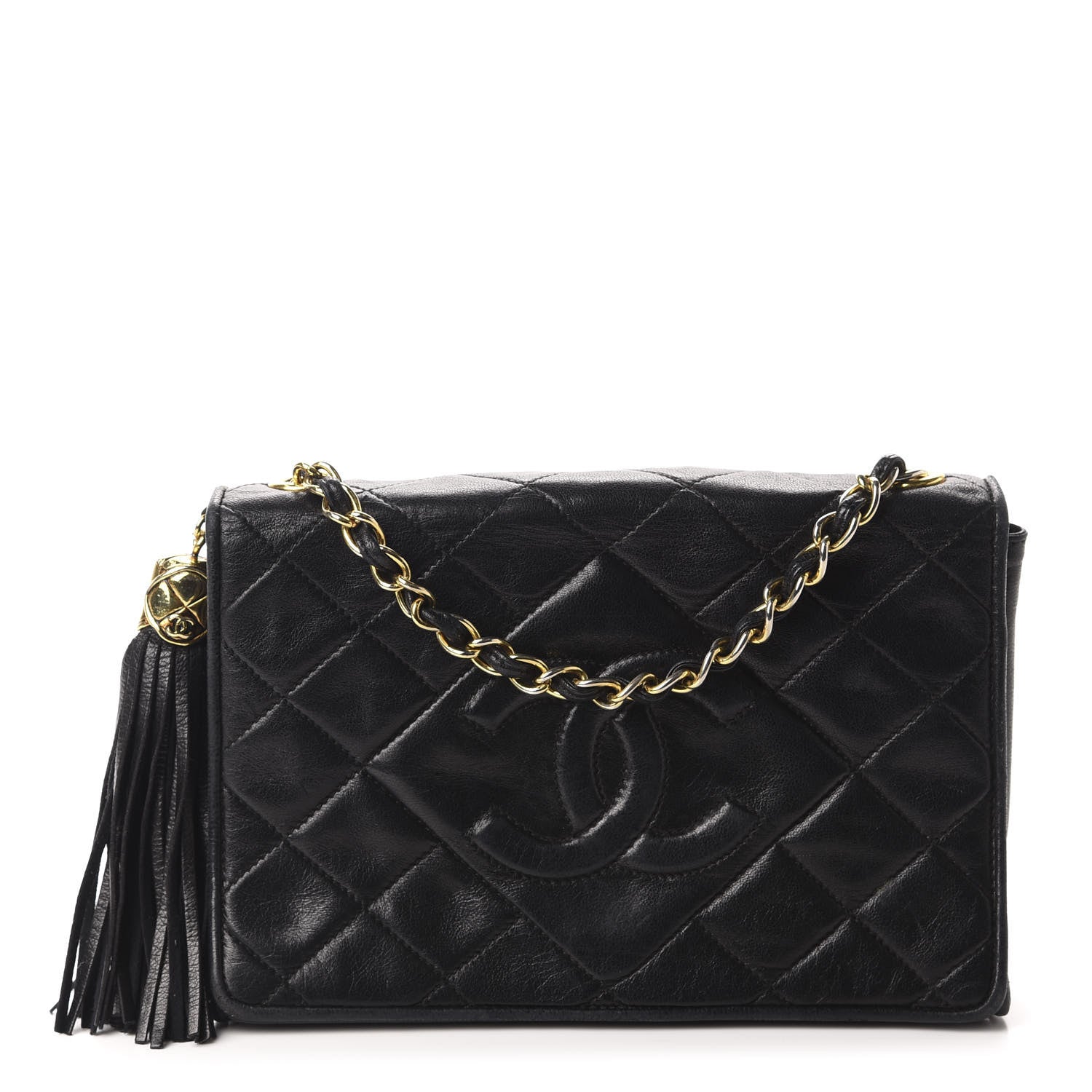 Chanel Lambskin Quilted Small Tassel Single Flap Black 1 of 11