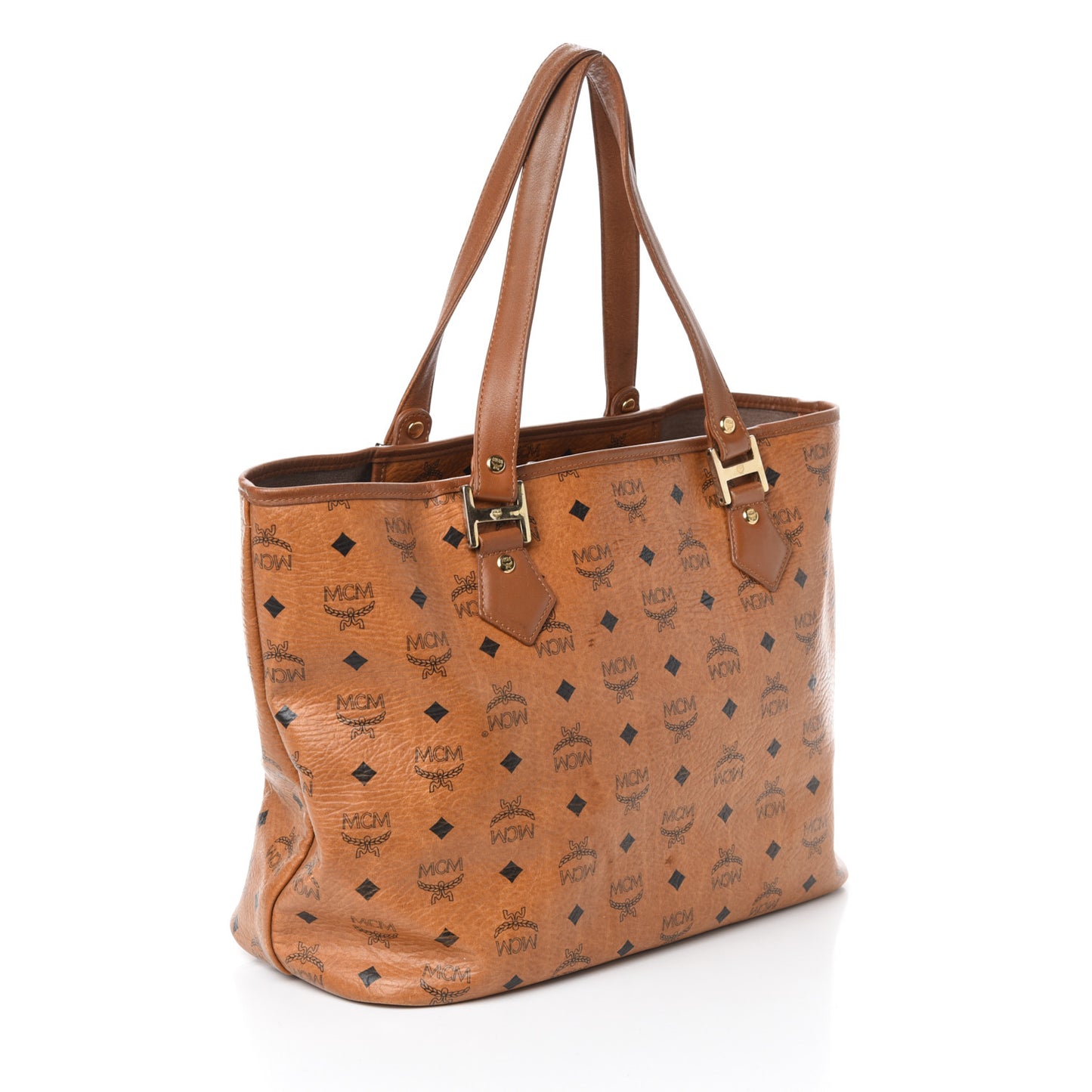 Visetos Crocodile Embossed Medium Liz Shopper Tote Cognac