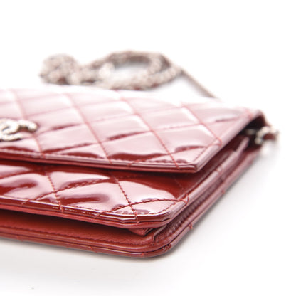 Chanel Patent Quilted Brilliant Wallet On Chain WOC Red 10 of 13