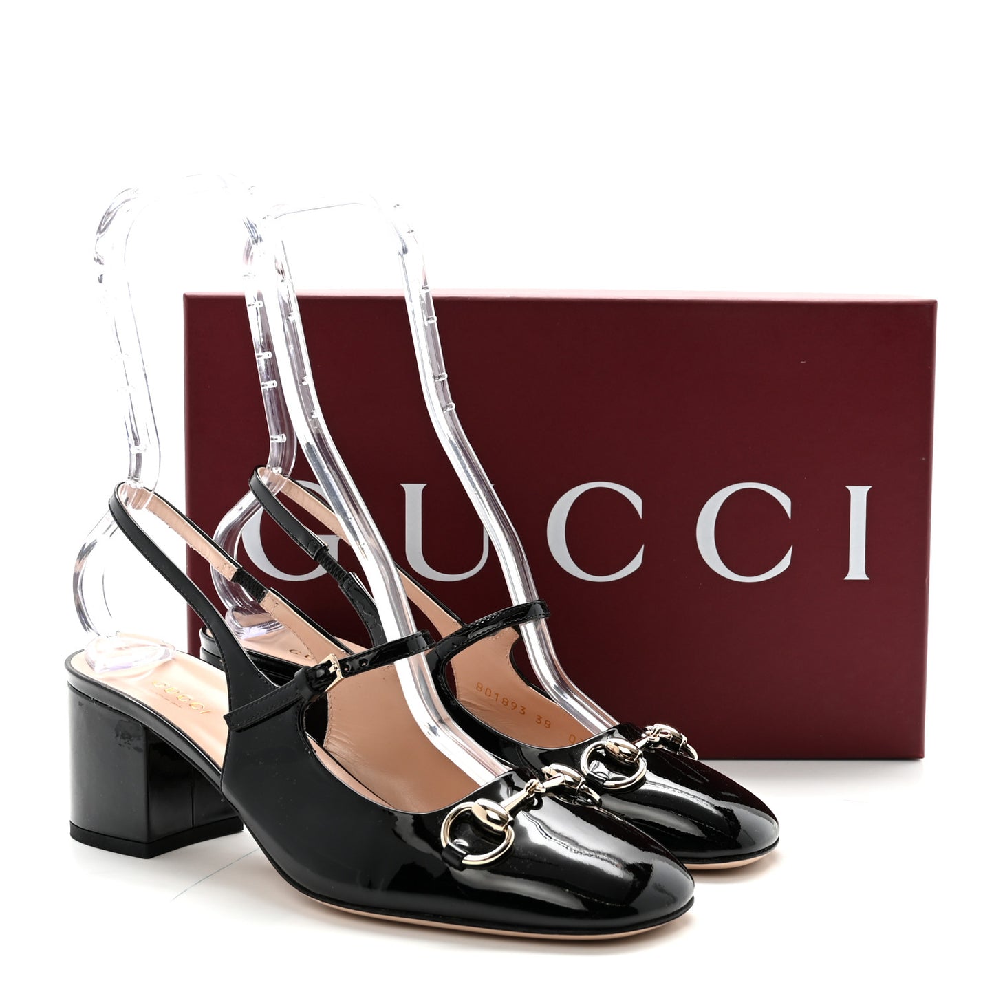 Patent Womens Horsebit Slingback Pumps 38 Black