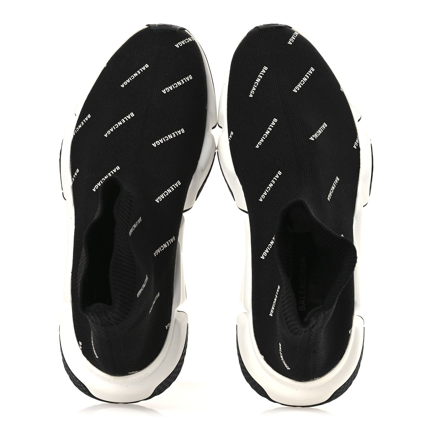 Neoprene Knit Allover Logo Bi-Color Sole Womens Speed Sneakers 35 Black White