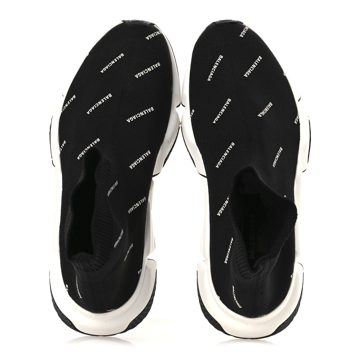 Balenciaga Neoprene Knit Allover Logo Bi-Color Sole Womens Speed Sneakers 35 Black White 3 of 26