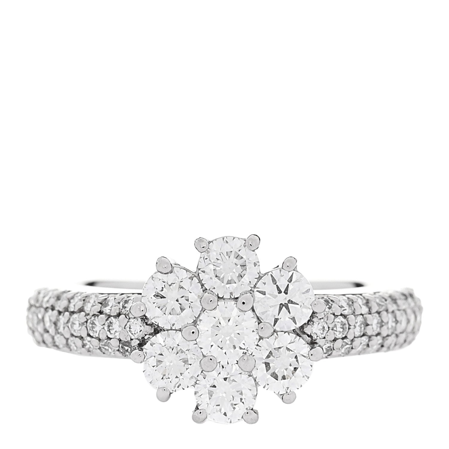 Parker & West by FASHIONPHILE Platinum Diamond 1.17ctw Flower Pave Ring 49 5 1 of 4