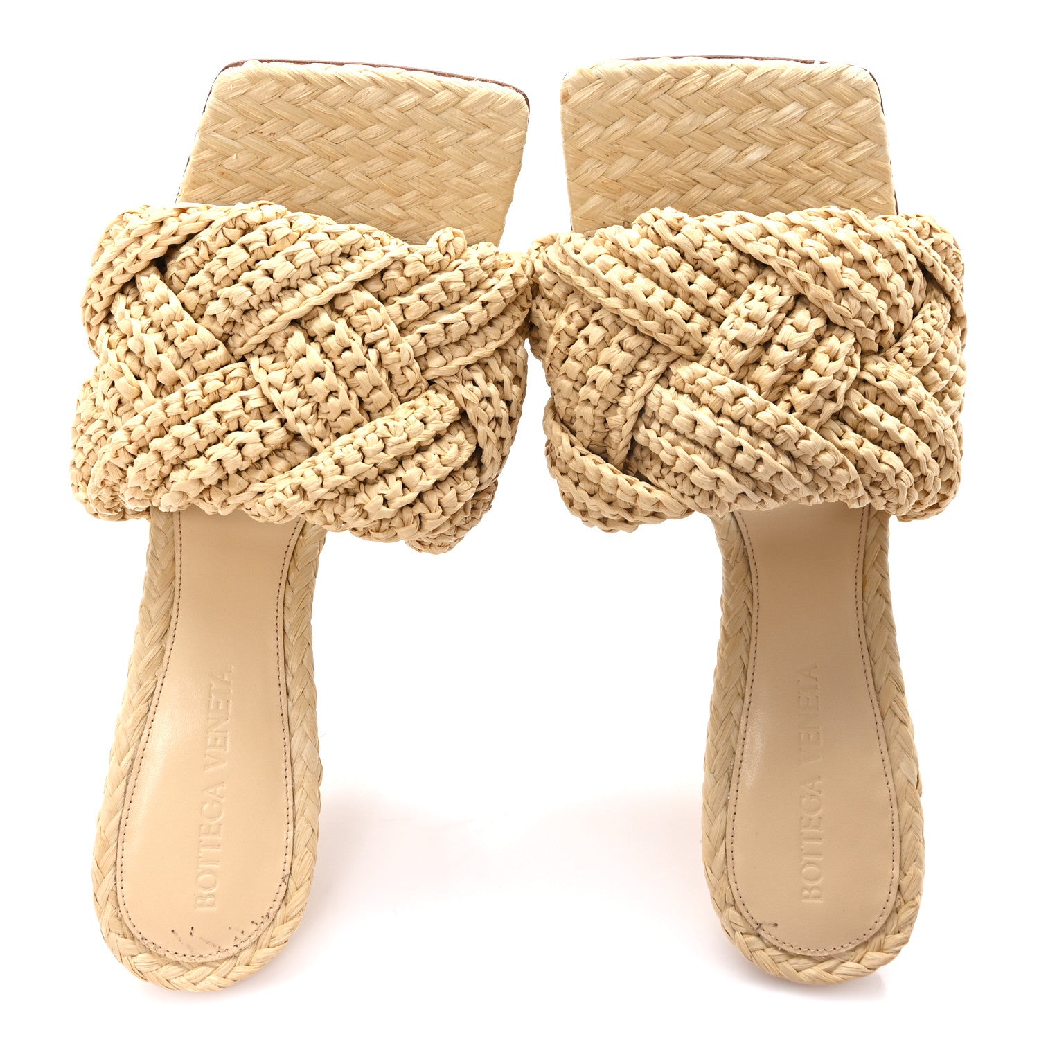 Bottega Veneta Raffia Intrecciato Lido Mule 90 Sandals 36 Cane Sugar 2 of 9