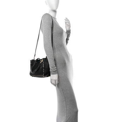 Valentino Garavani Grained Calfskin Small Rockstud Tote Black 2 of 9