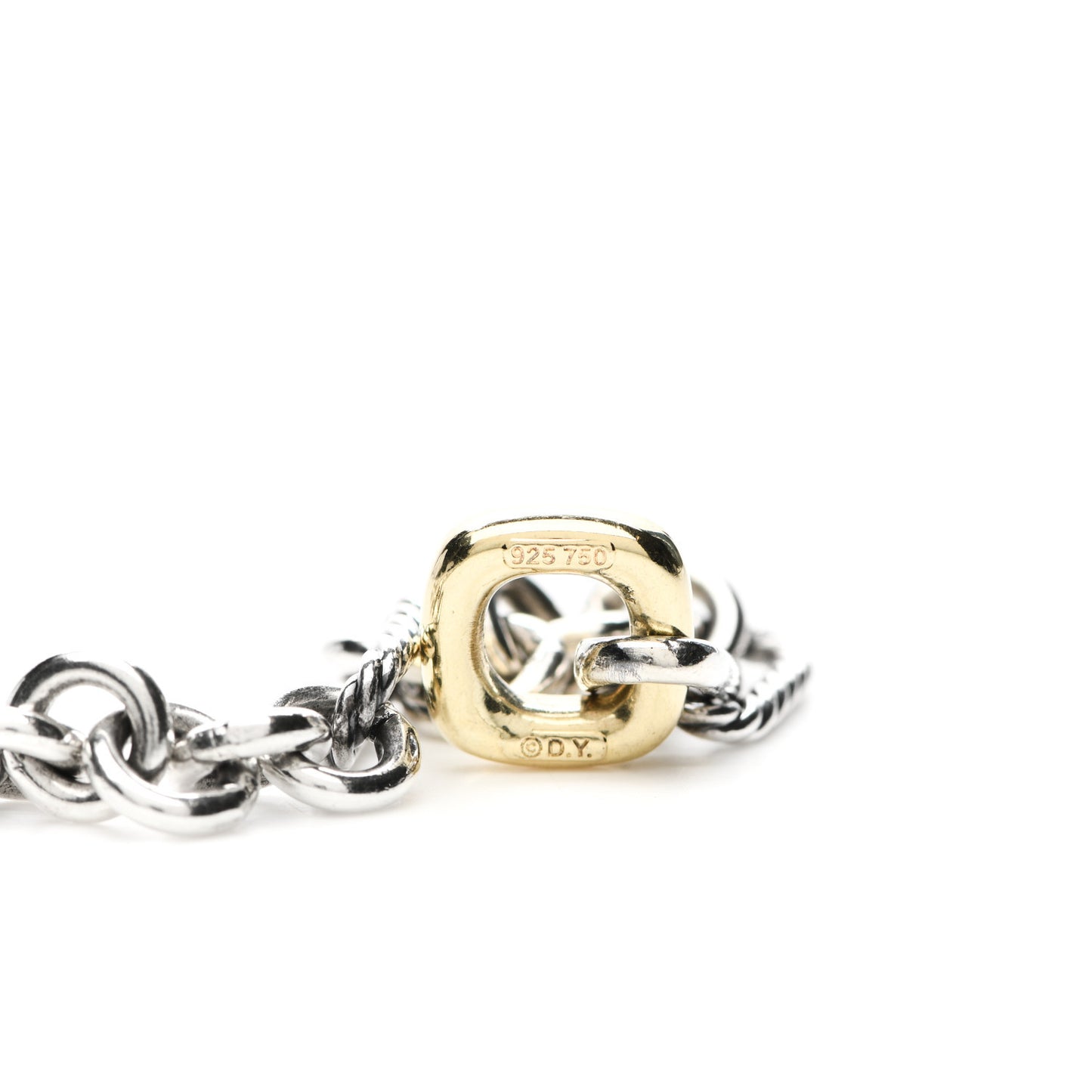Sterling Silver 18K Yellow Gold Figaro Link Toggle Necklace