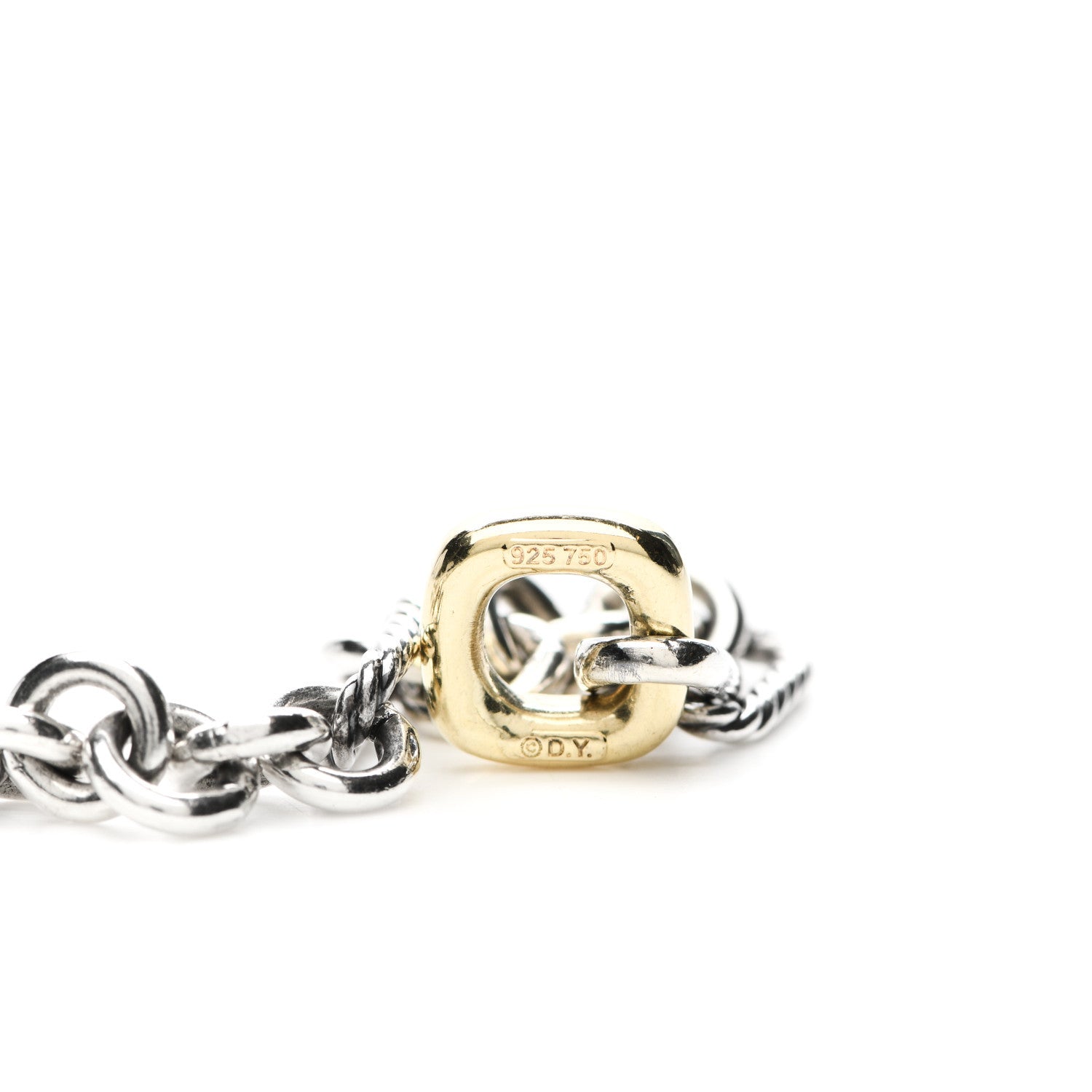 David Yurman Sterling Silver 18K Yellow Gold Figaro Link Toggle Necklace 4 of 4