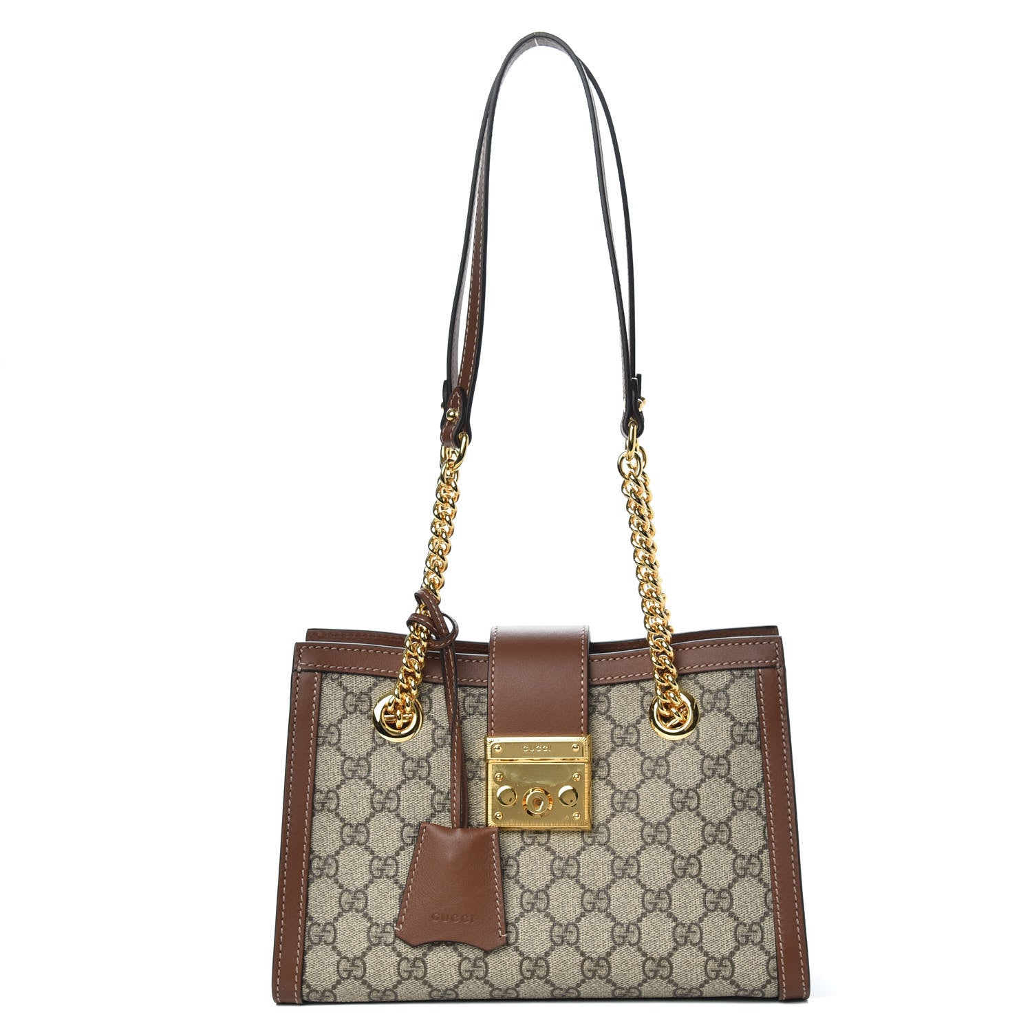 Gucci GG Supreme Monogram Calfskin Small Padlock Tote Beige Ebony Tuscany 1 of 10