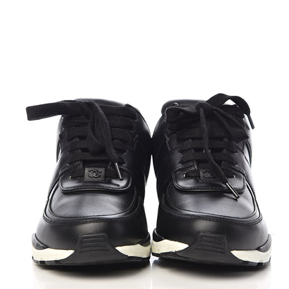 Chanel Calfskin Tweed CC Sneakers 38 Black White 2 of 11
