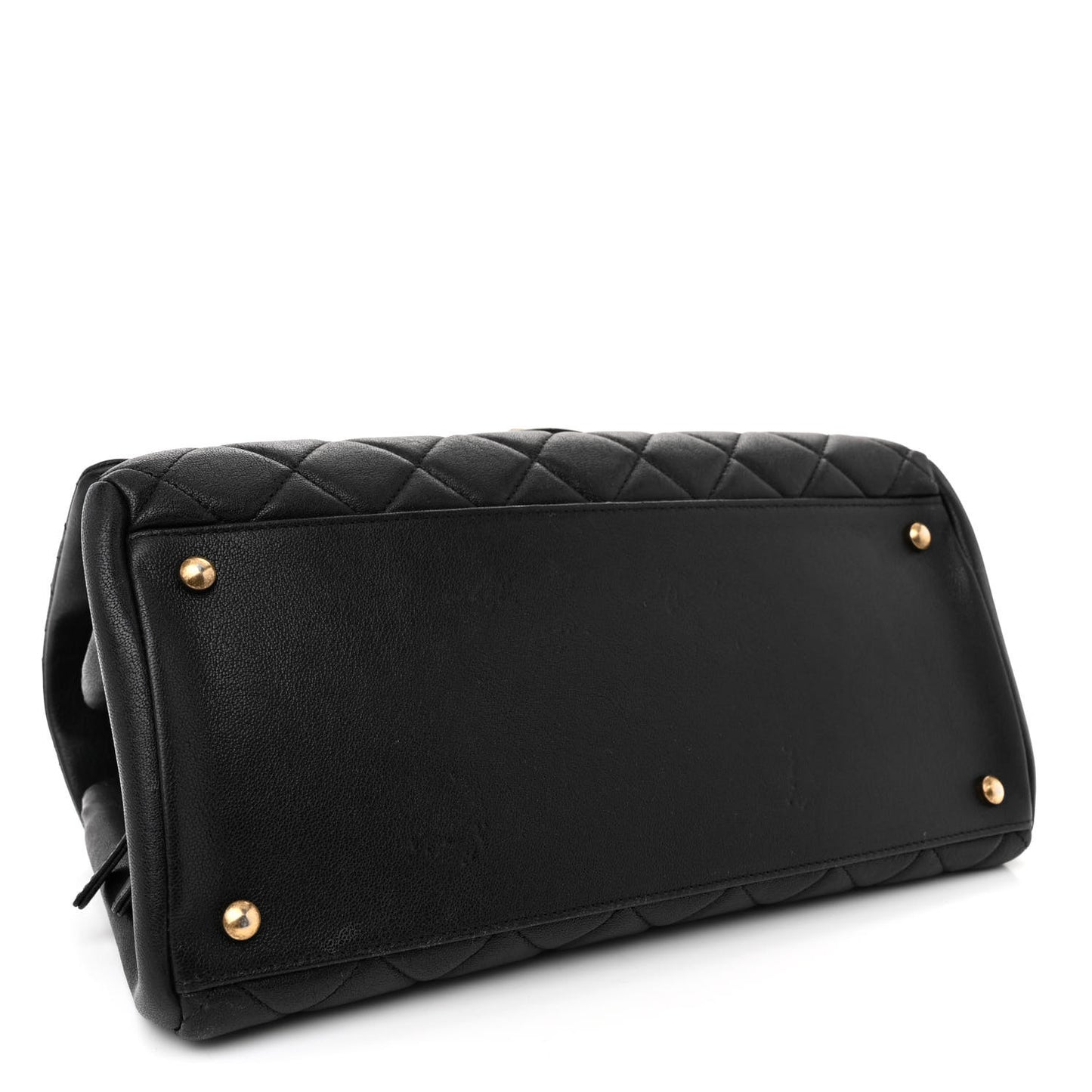 Shiny Sheepskin Quilted Large Trapezio Flap Black