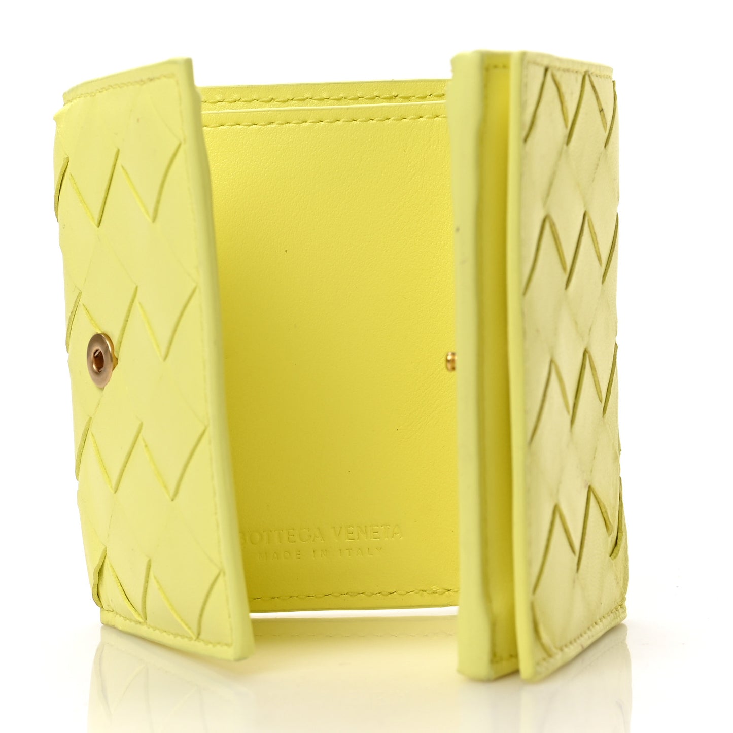 Nappa Intrecciato Trifold Wallet Kiwi