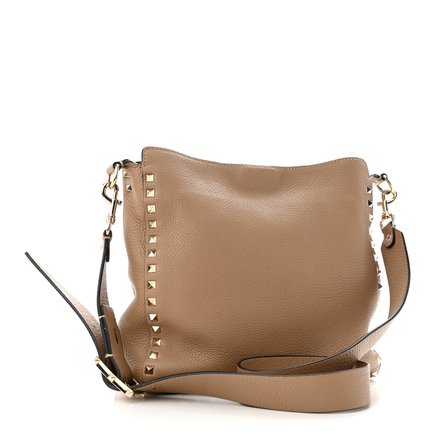 Valentino Garavani Pebbled Calfskin Small Rockstud Flip-Lock Messenger Bag Beige 3 of 10