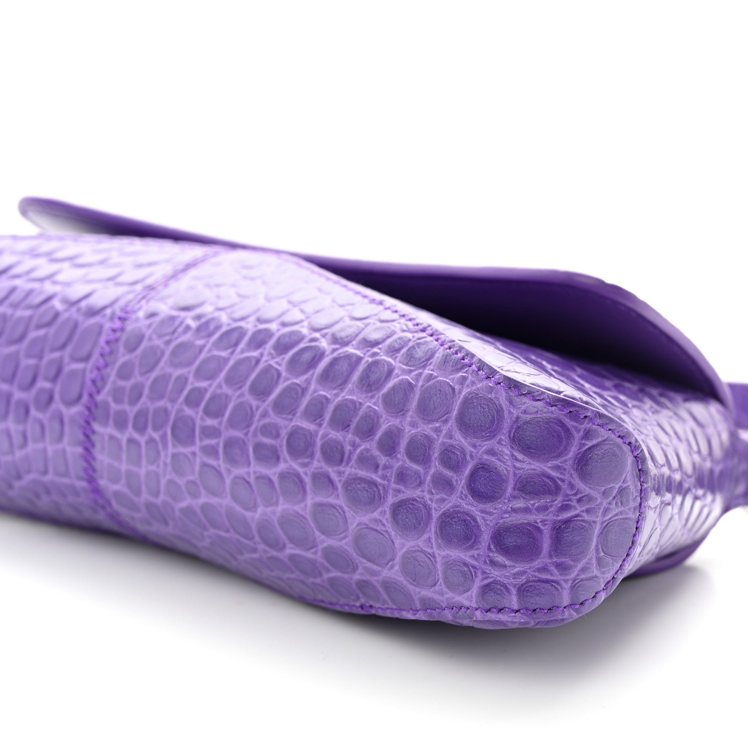 Balenciaga Shiny Super Supple Calfskin Crocodile Embossed Small XX Flap Stretch Bag Purple 9 of 10