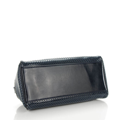Fendi Nappa Patent Bag De Jour Perforated Tote Navy 4 of 6