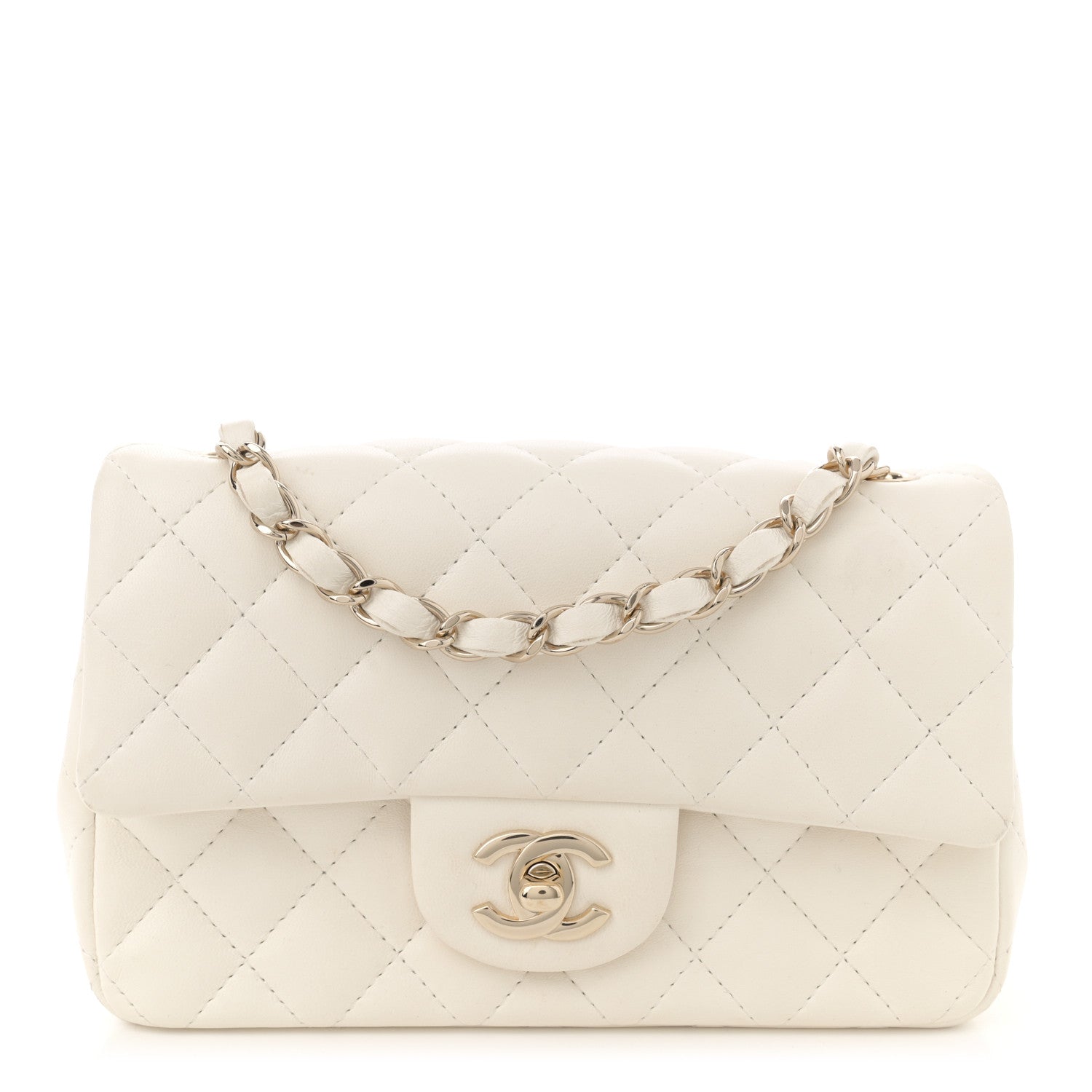 Chanel Lambskin Quilted Mini Rectangular Flap White 1 of 14