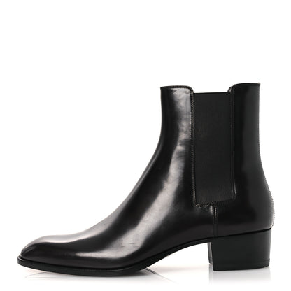 Saint Laurent Calfskin Mens Wyatt 40mm Chelsea Boots 45 Sparrow Brown 1 of 12