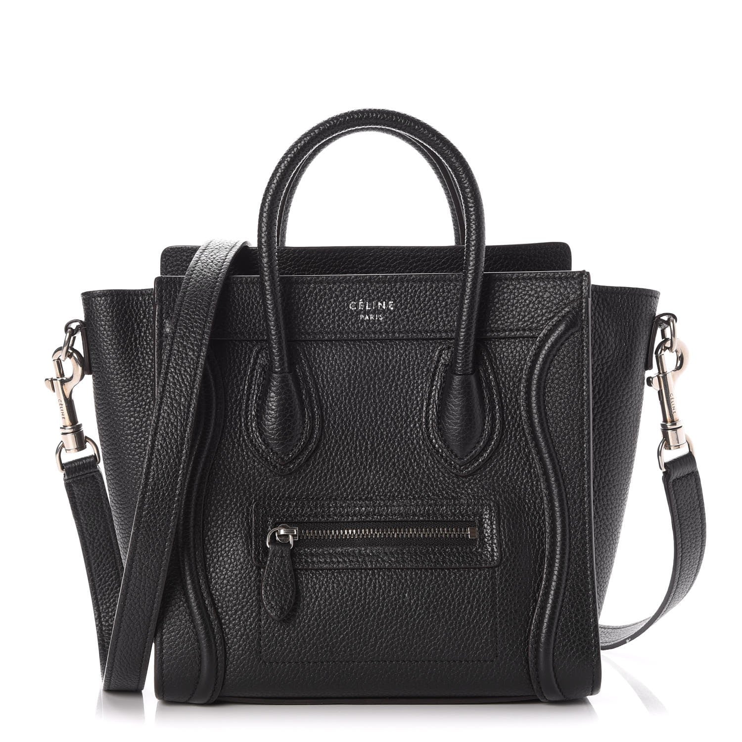Celine Drummed Calfskin Nano Luggage Black 1 of 7