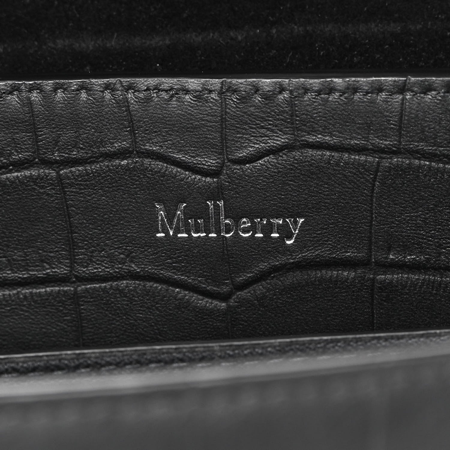 Mulberry Matte Croc Calfskin Embossed Small Seaton Black 6 of 11