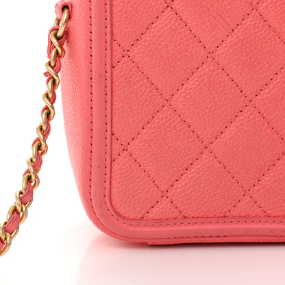 Chanel Caviar Quilted Small CC Filigree Vanity Case Coral 14 of 18