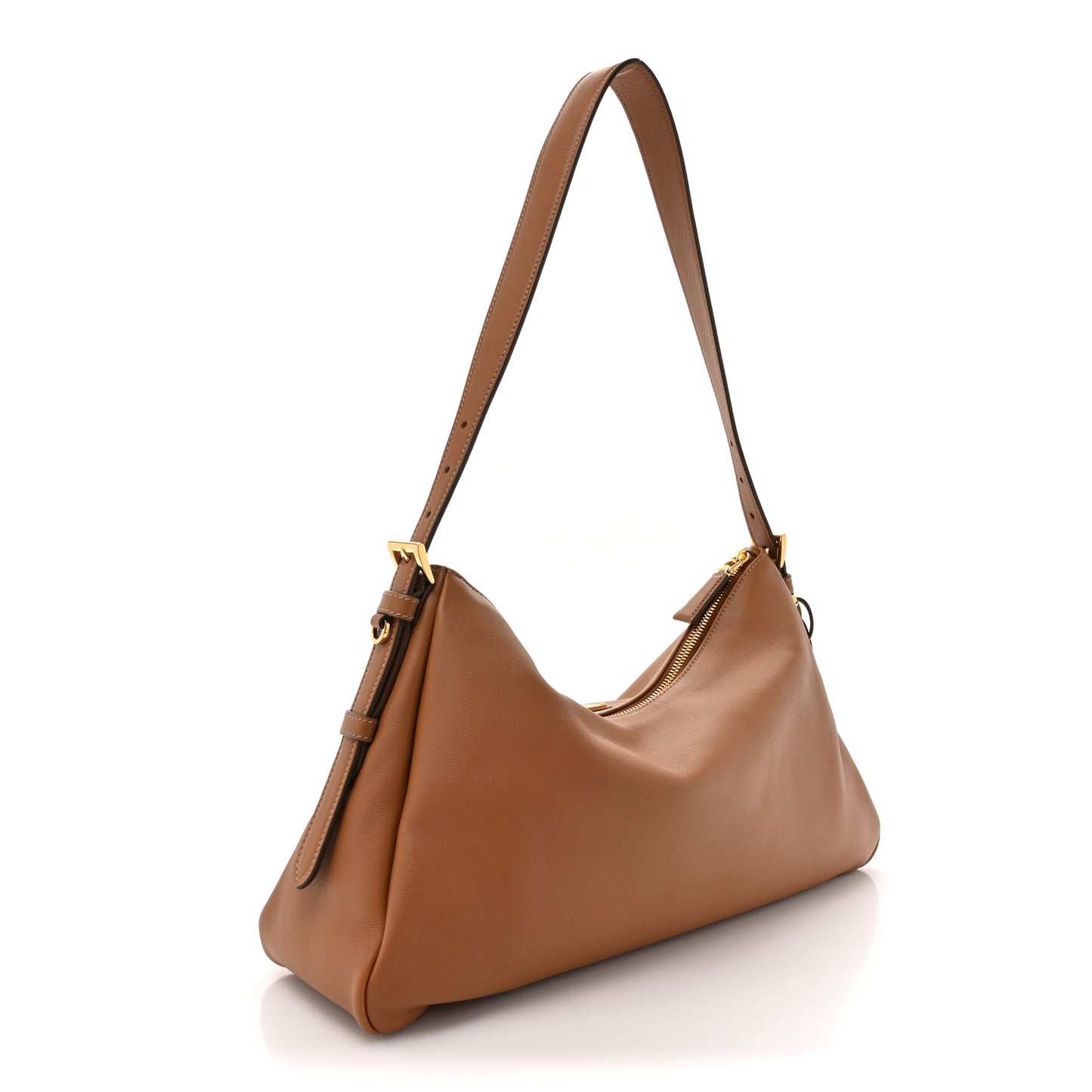Soft Calfskin Large Aimée Shoulder Bag Caramel