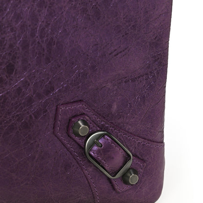 Balenciaga Agneau Classic Hardware Envelope Clutch Metallic Purple 12 of 13