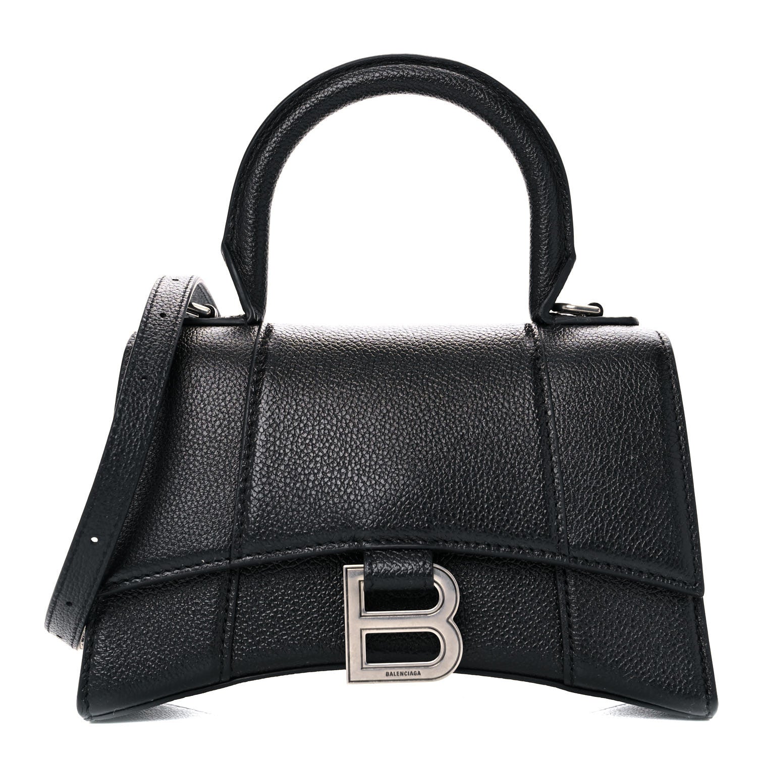 Balenciaga Grained Calfskin Hourglass Top Handle Bag XS Black 1 of 11