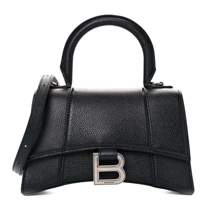 Balenciaga Grained Calfskin Hourglass Top Handle Bag XS Black 1 of 11