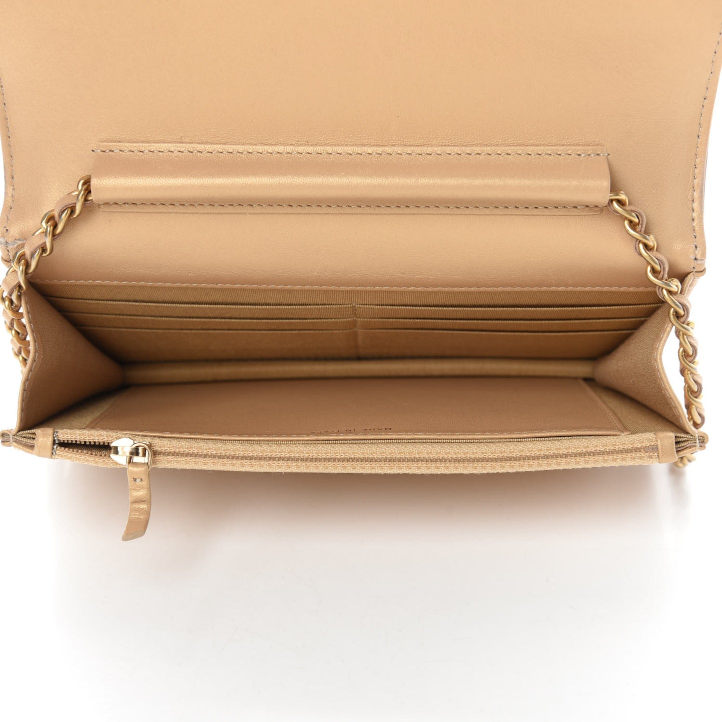Metallic Galuchat Stingray Lambskin Boy Wallet On Chain WOC Gold