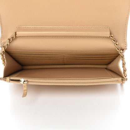 Chanel Metallic Galuchat Stingray Lambskin Boy Wallet On Chain WOC Gold 5 of 15