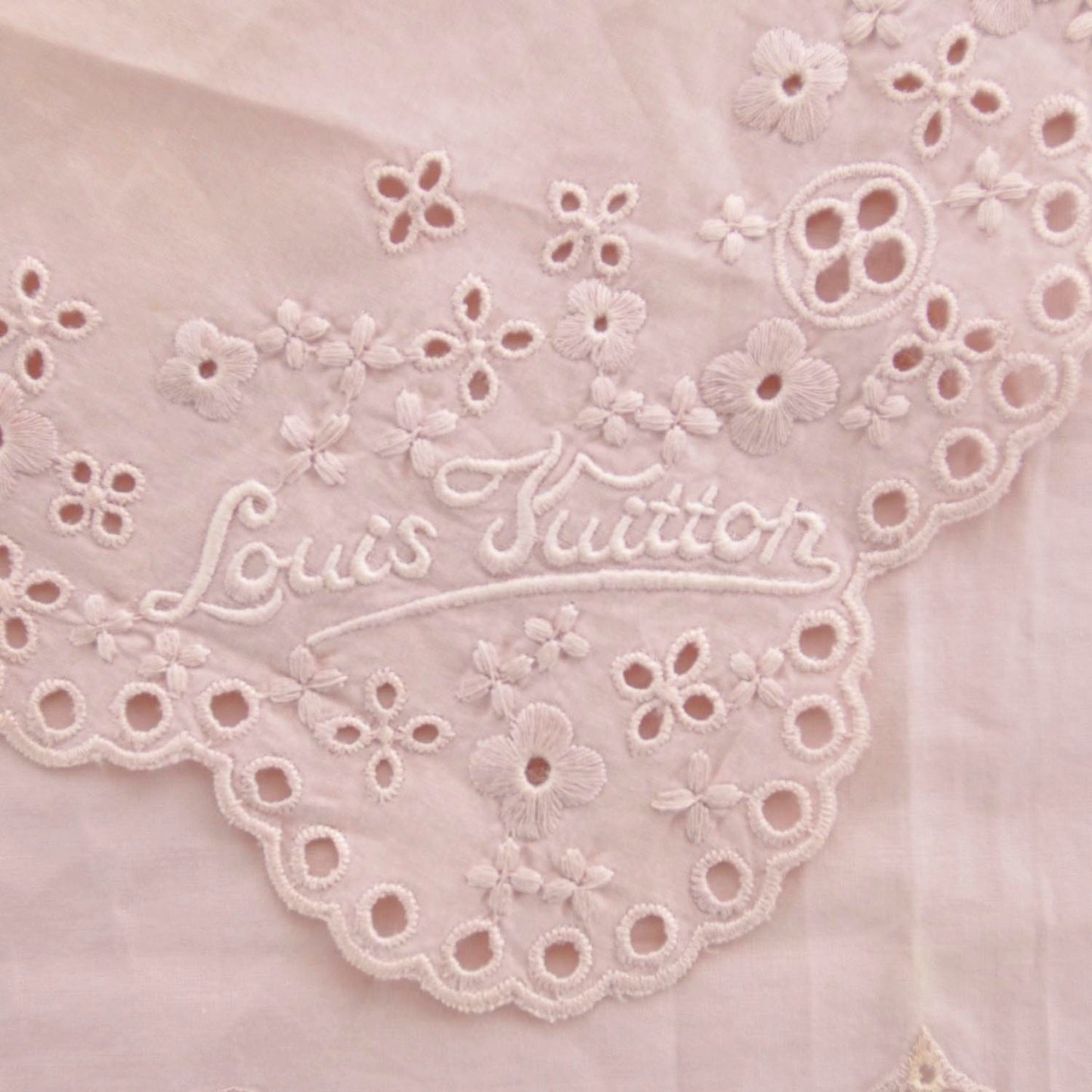 Embroidered Eyelet Bandana Scarf Pink