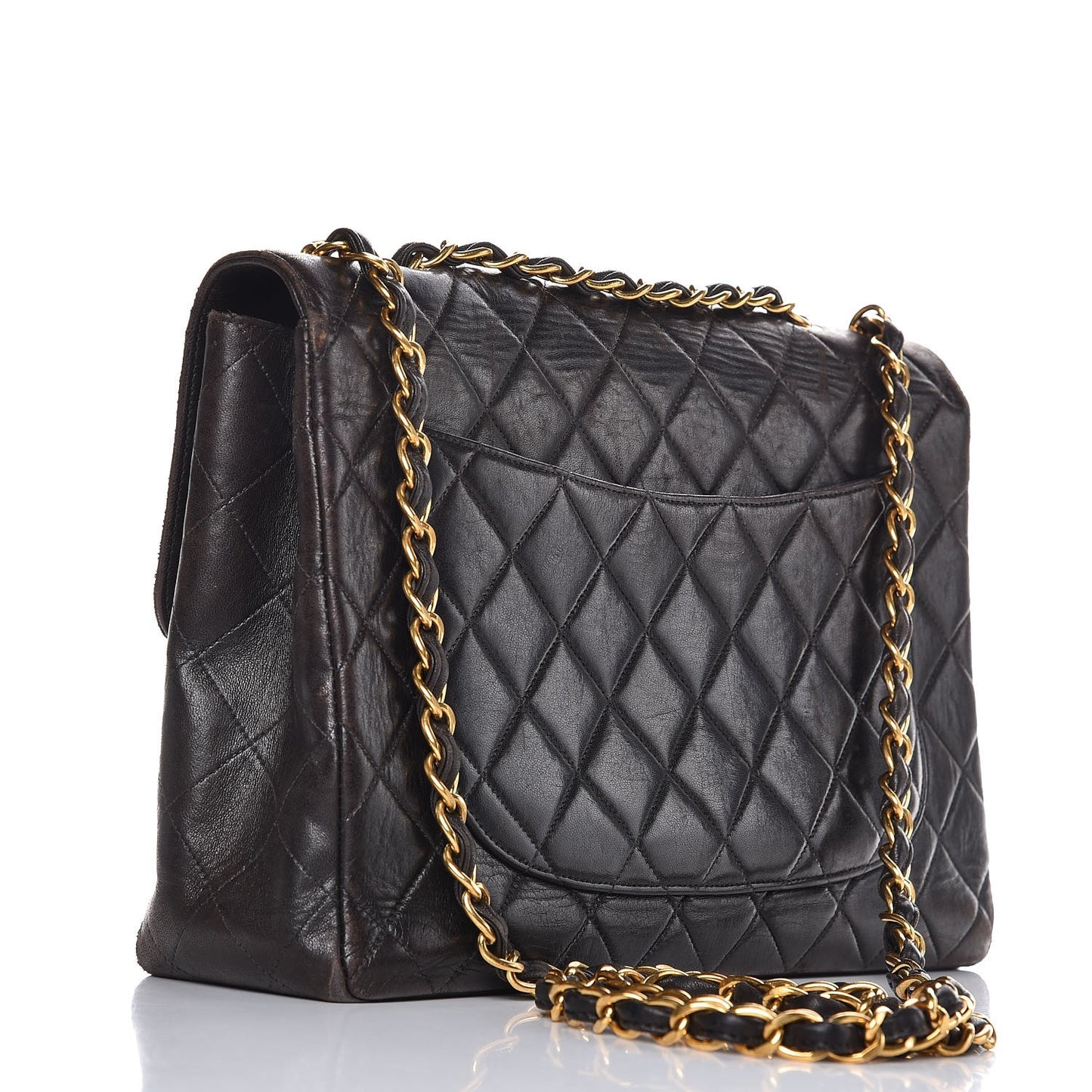 Lambskin Jumbo Single Flap Dark Brown