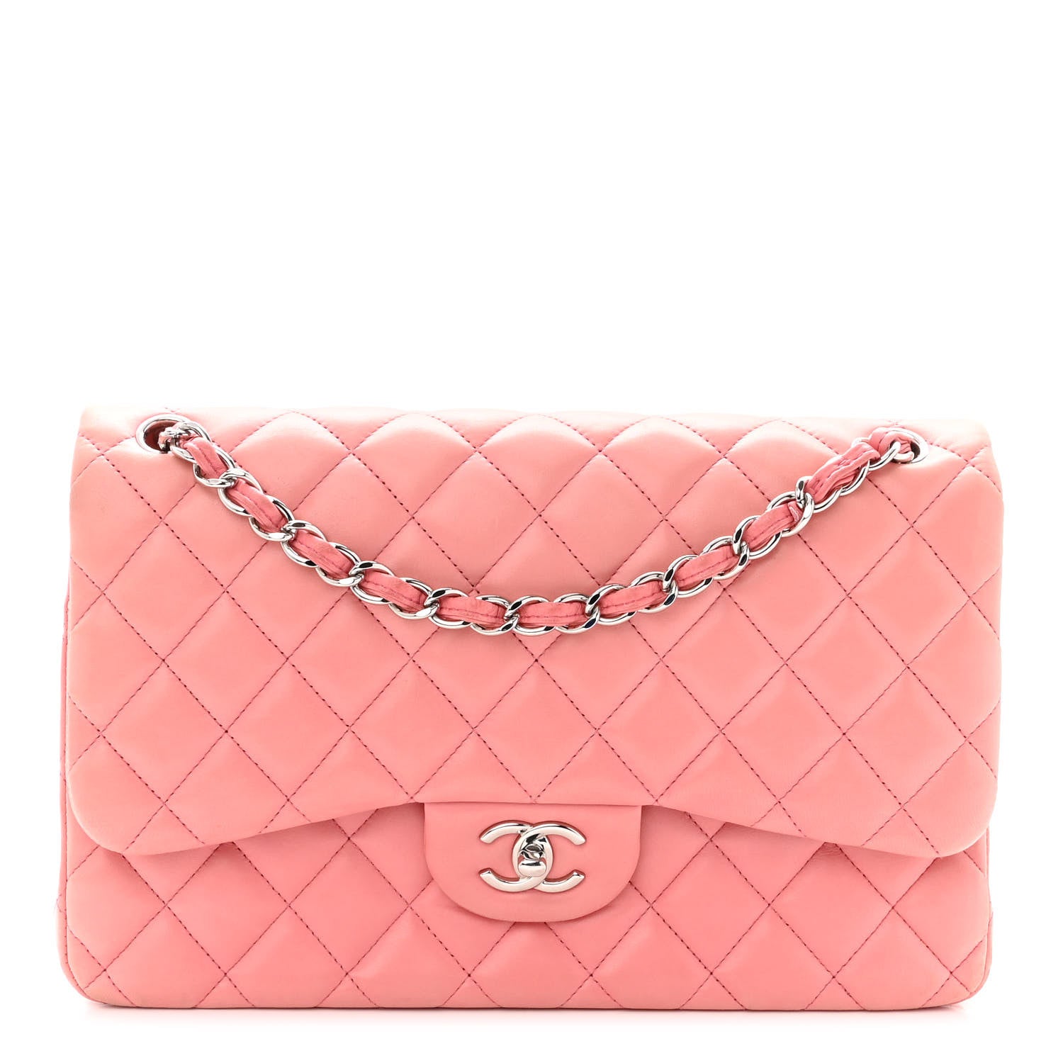 Chanel Lambskin Quilted Jumbo Double Flap Pink 1 of 15